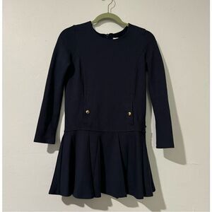 Chloé girl Milano knit pleated navy blue dress 12